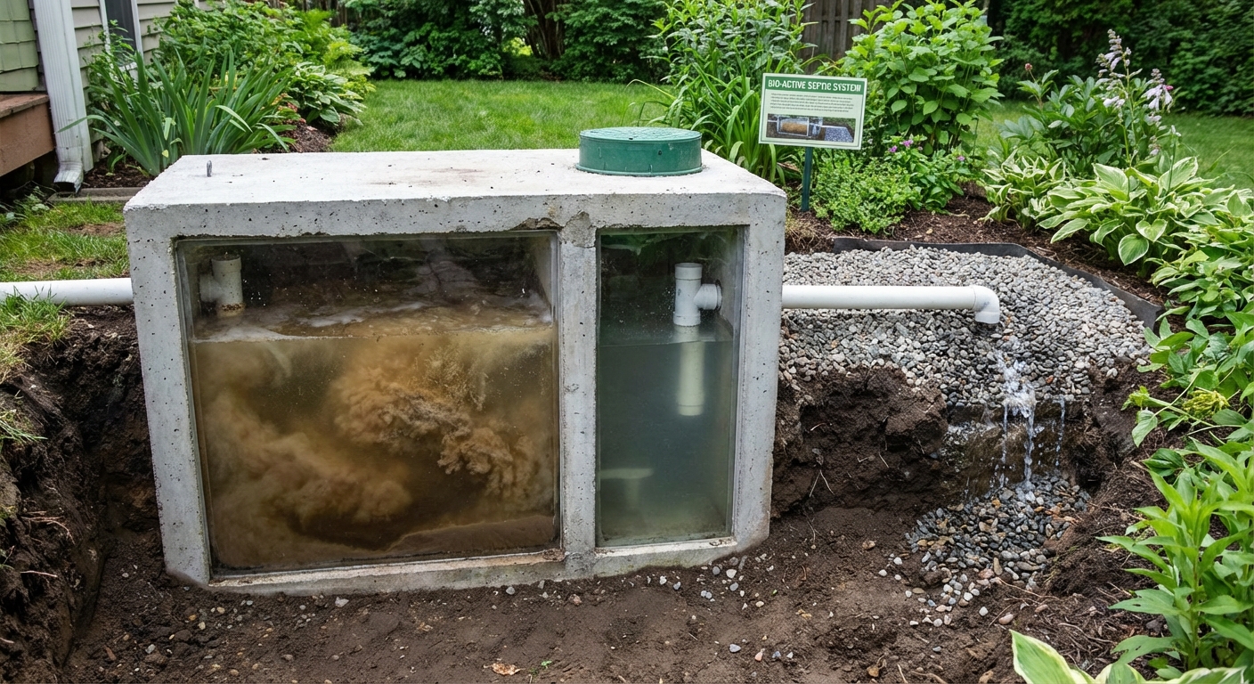 Ekologiškas septiko bako vandens valymas su natūraliomis bakterijomis