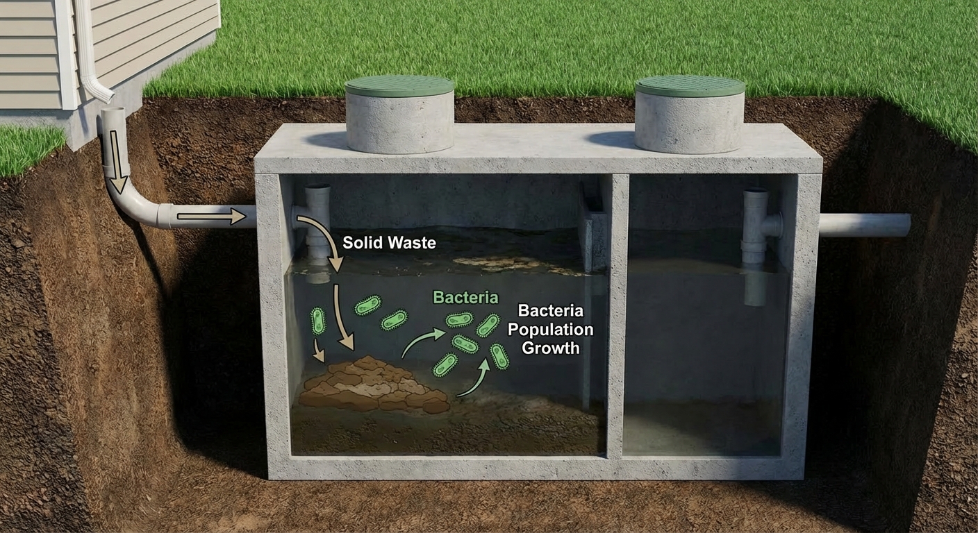 Bakterijų veikimo principas septiko bakuose žingsnis po žingsnio