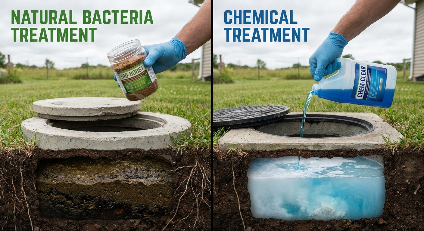 Septikų biologinių bakterijų ir cheminių priemonių palyginimas