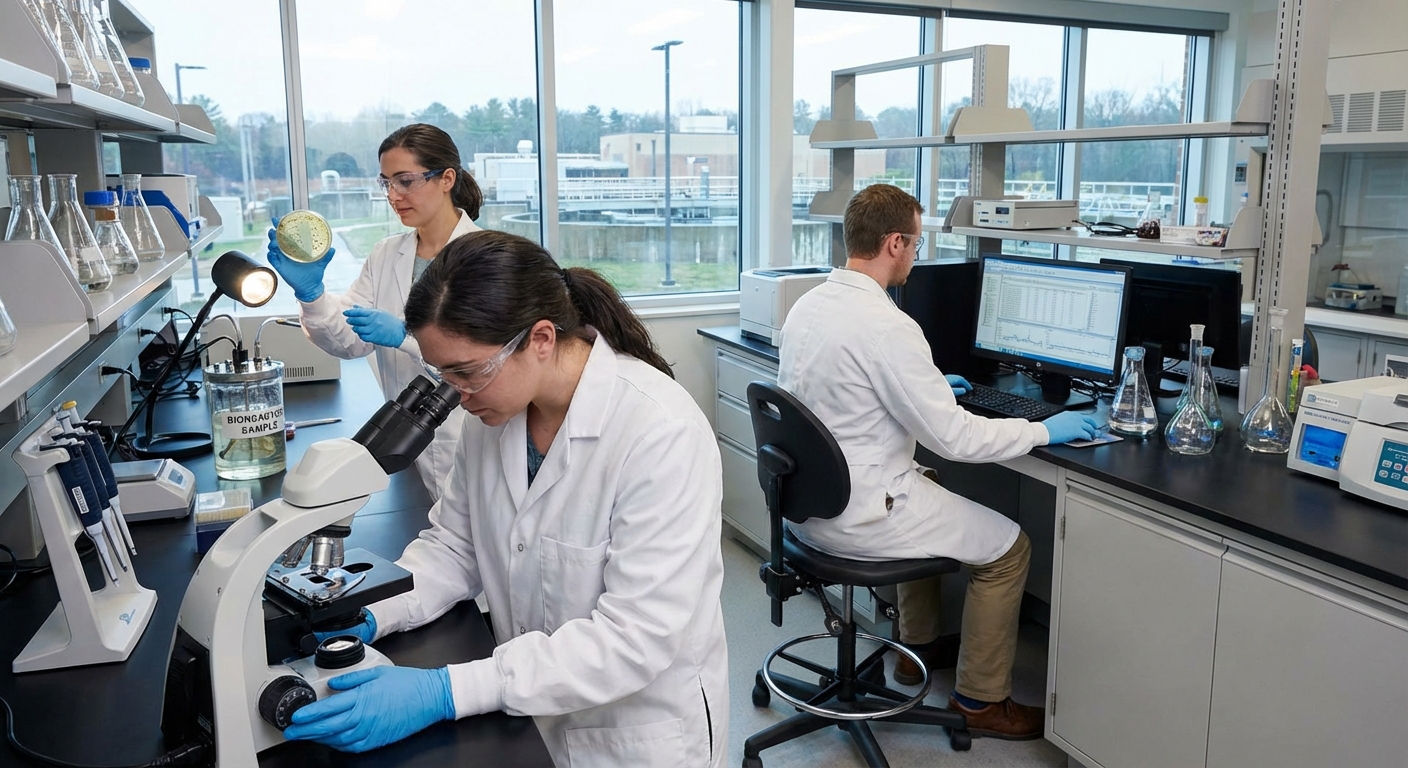 Mokslininkai tyrinėja bakterijas, dalyvaujančias nuotekų valyme