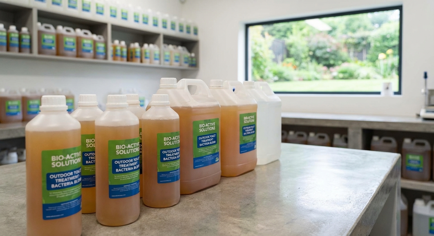 Plastikiniai indai su bakterijomis lauko tualetams